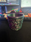 Rose embossed 3D printed planter pot in forest green