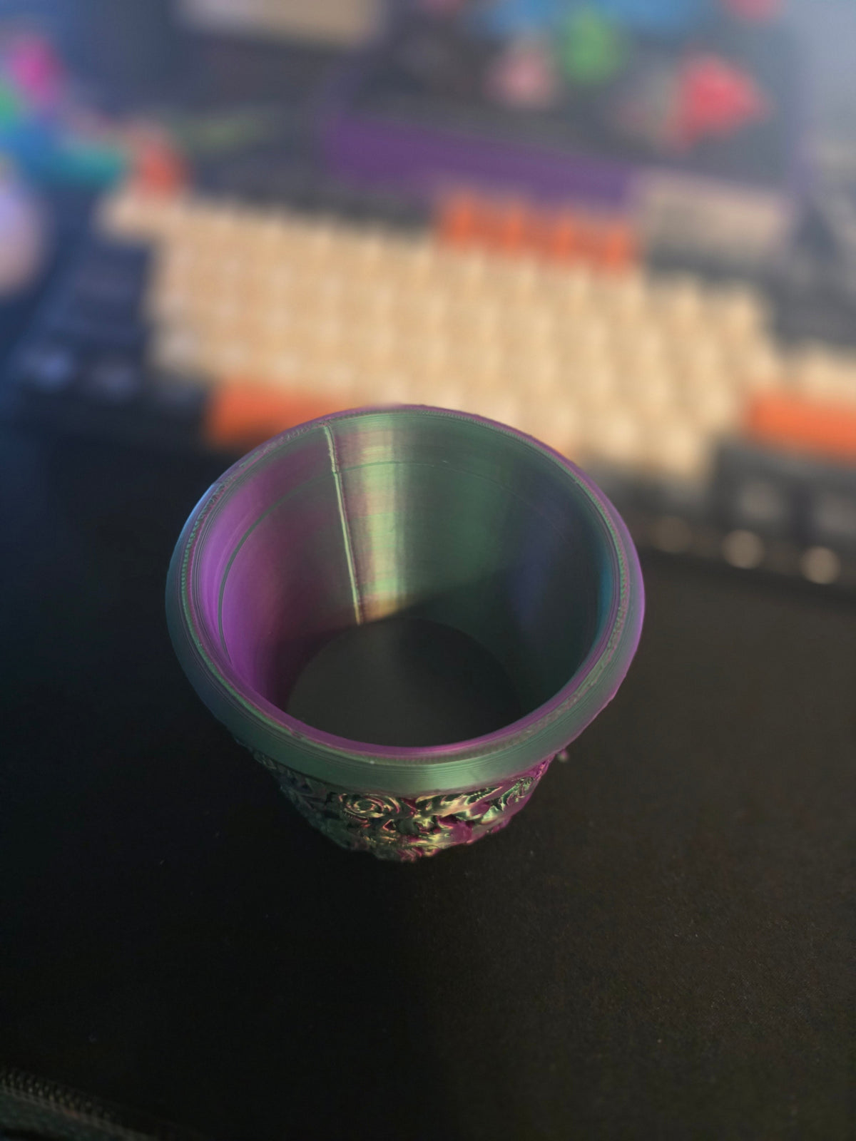 Rose embossed 3D printed planter pot - interior view showing smooth finish