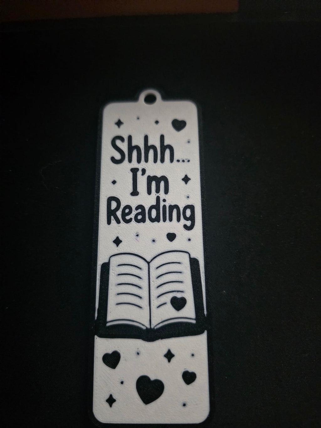 Shhh I'm Reading 3D printed bookmark - second view
