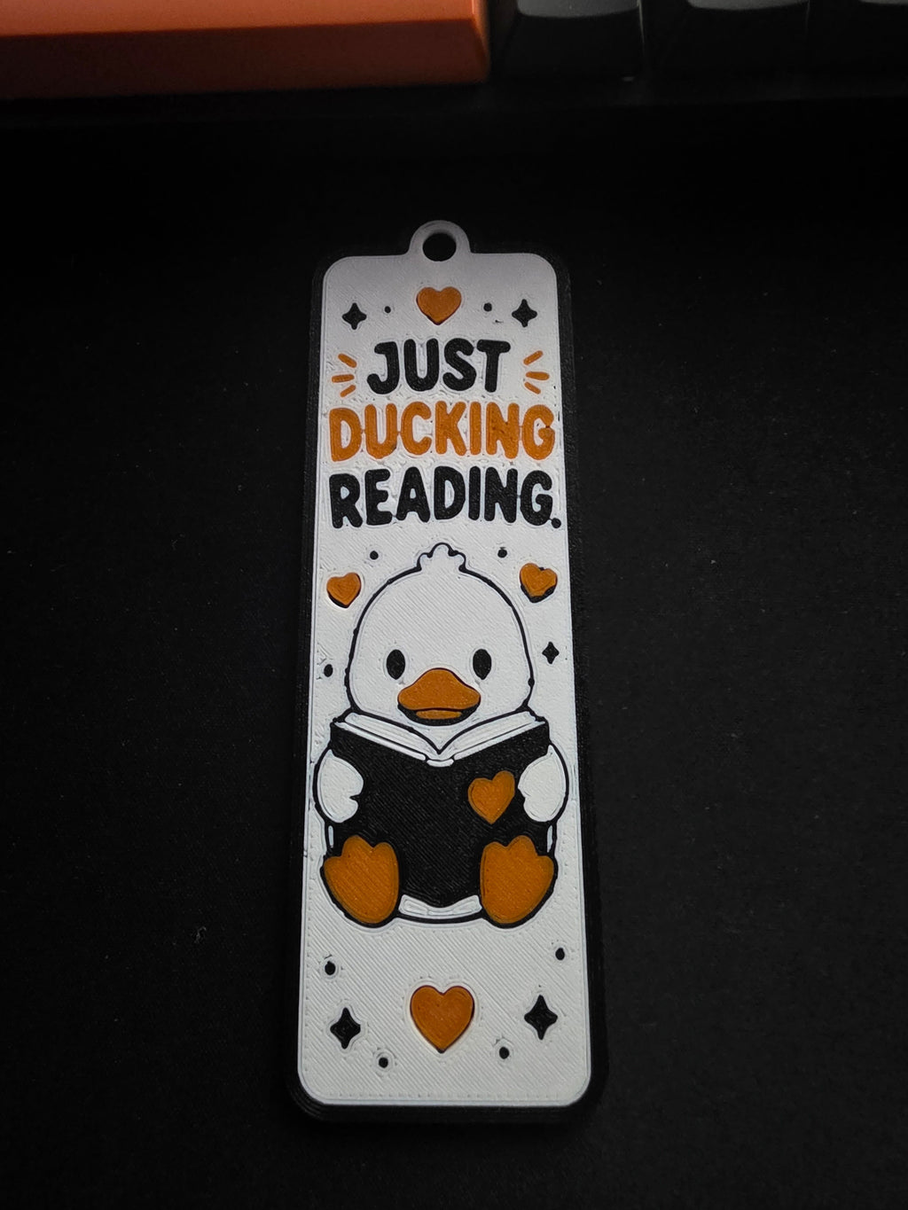 Just Ducking Reading 3D printed bookmark - close up