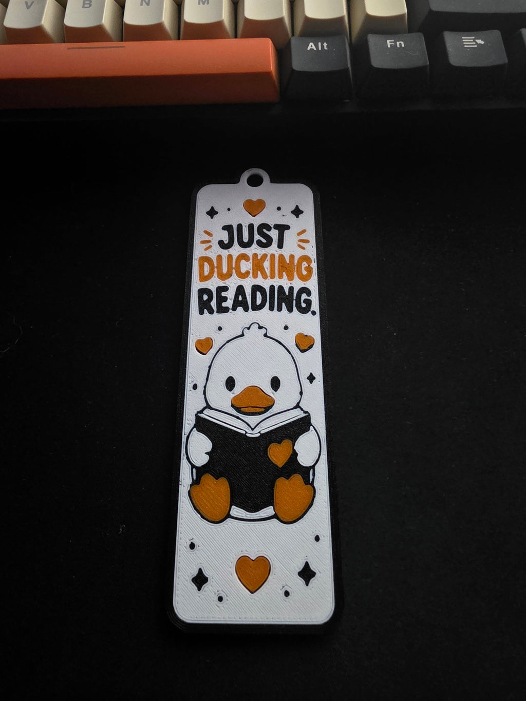 Just Ducking Reading 3D printed bookmark - detail